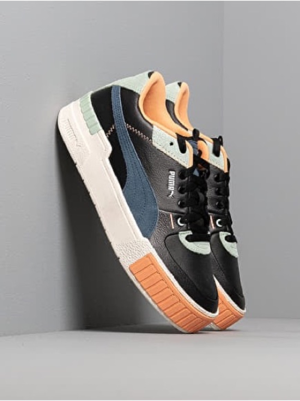 New Puma Cali Sport Mix Colorblock Platform Sneaker Black Marshmellow - Picture 12 of 12